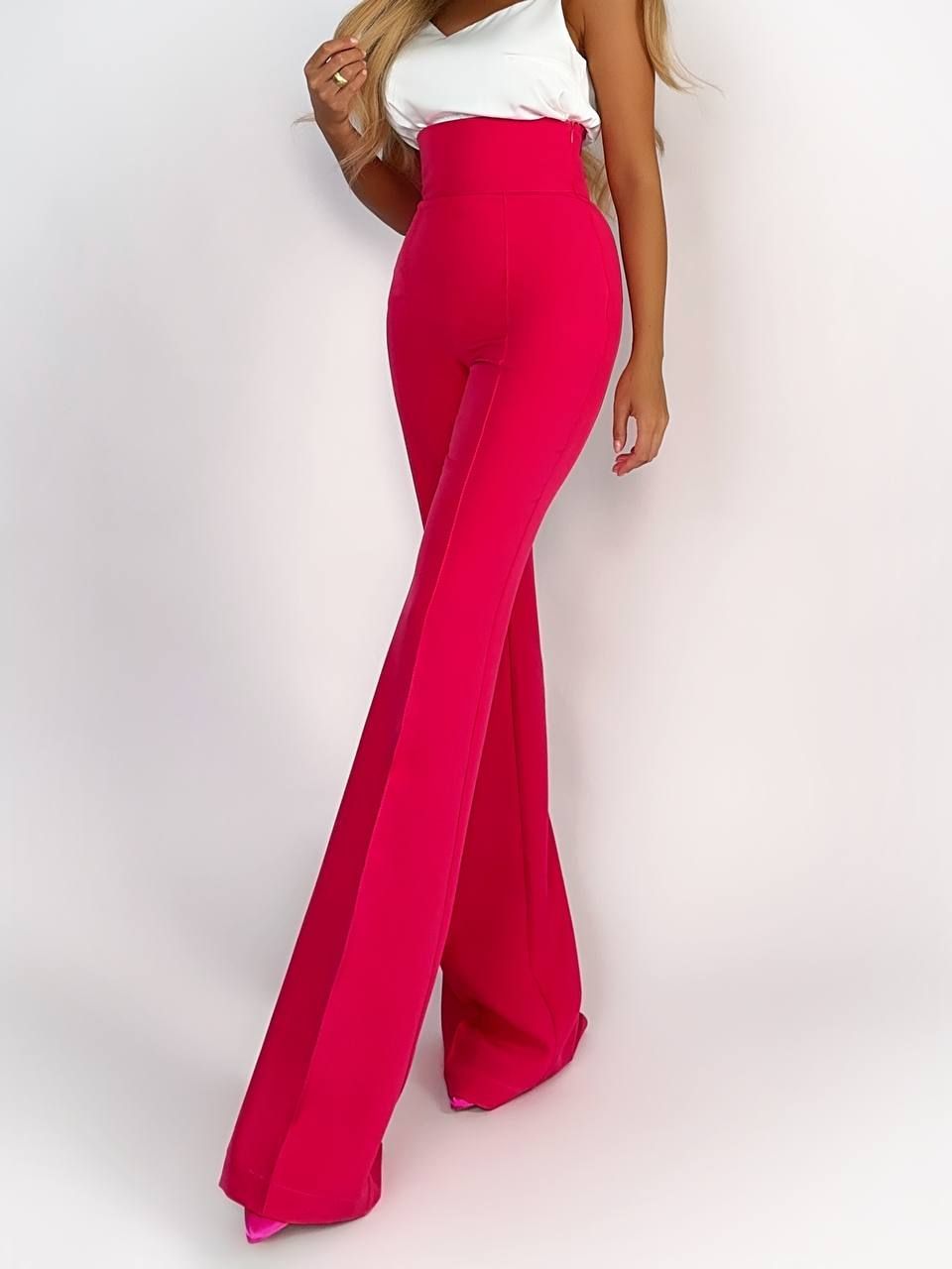Victoria High Waisted Dress Pants - Ruby