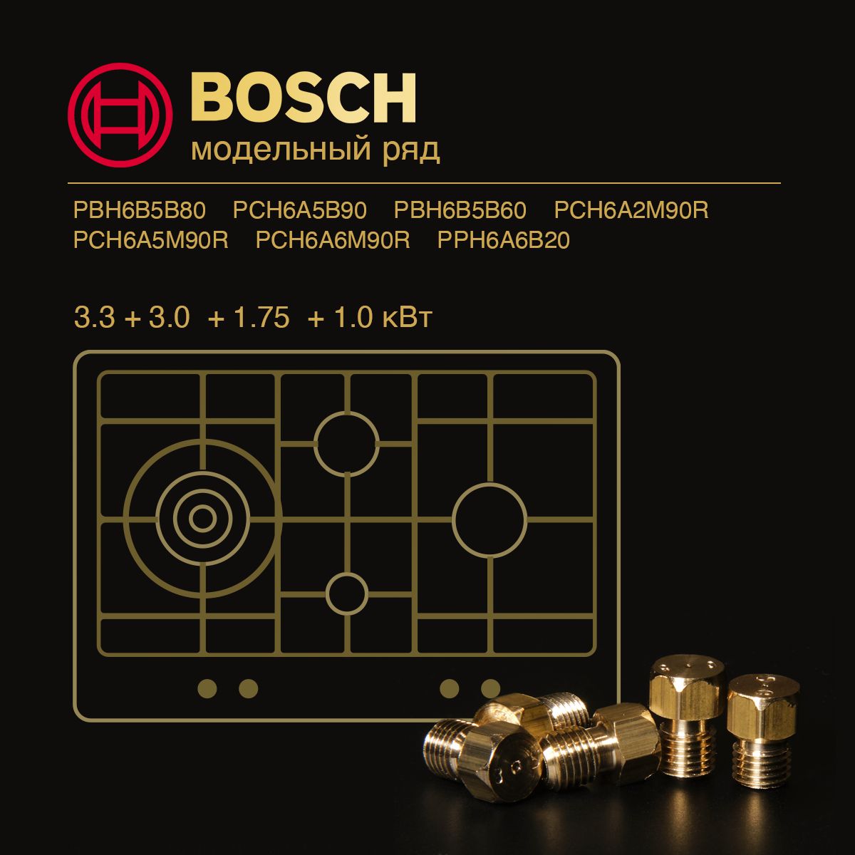 BOSCH панель / Жиклеры (форсунки) для варочной газовой плиты (балонный ...