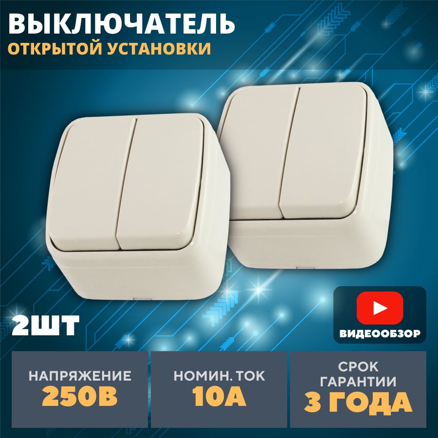 Выключатель TDM Electric, клавиш 2 шт, монтаж Открытый - купить с доставкой  по выгодным ценам в интернет-магазине OZON (1281256854)