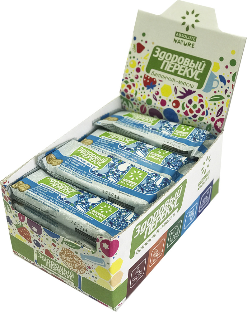 Батончик-мюсли "Здоровый перекус" (Absolute Nature) со свежими сливками ...