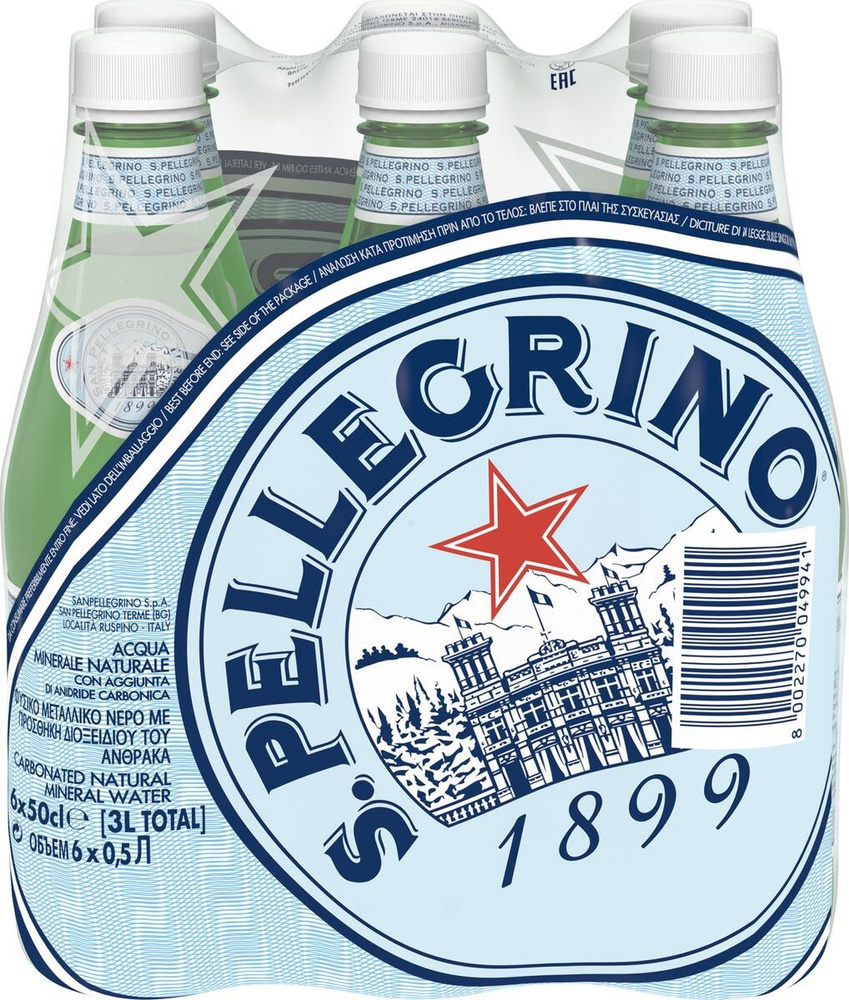 S.Pellegrino Вода Минеральная Газированная 500мл. 6шт #1