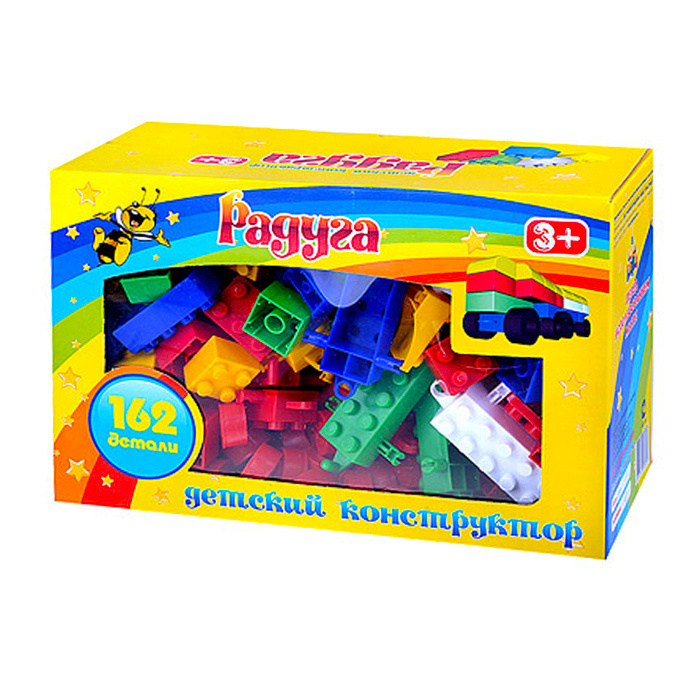 Конструктор пластиковый"Радуга" 162 детали, Яркий конструктор для детей ...