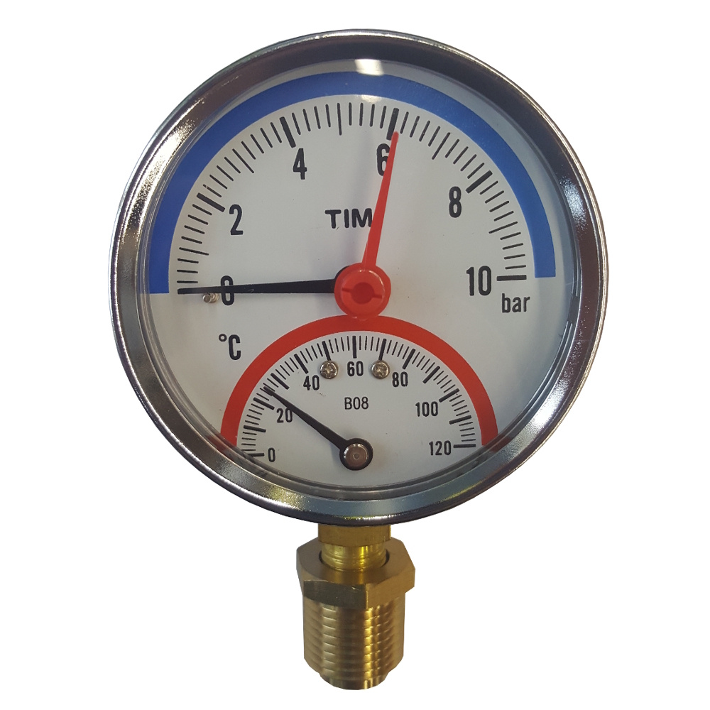 Термоманометр радиальный TIM, 10 Бар, 120, 1/2"н, MP-У #1