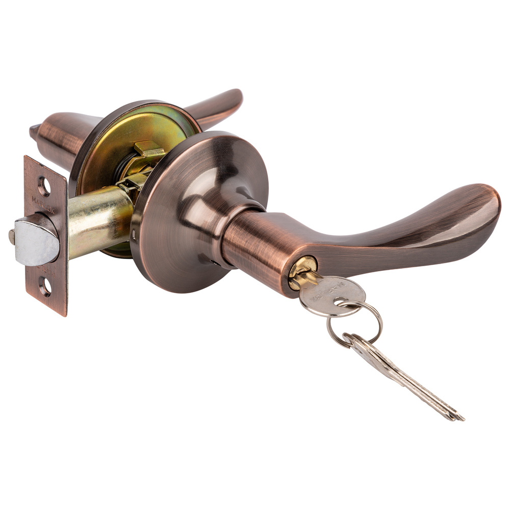 Ручка-защелка дверная ЗВ3-01 межкомнатная ключ/фиксатор AC (медь) MARLOK  #1