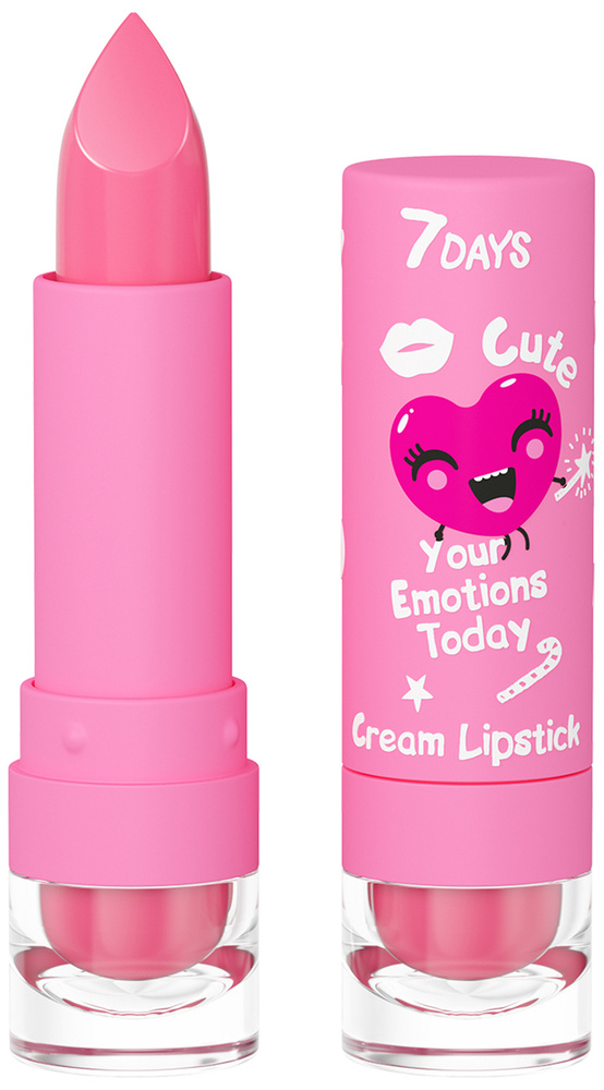 7DAYS Нюдовая кремовая помада для губ увлажняющая, стойкая CUTE / 101 Tutti Frutti, 4 г. LIPSTICK  #1