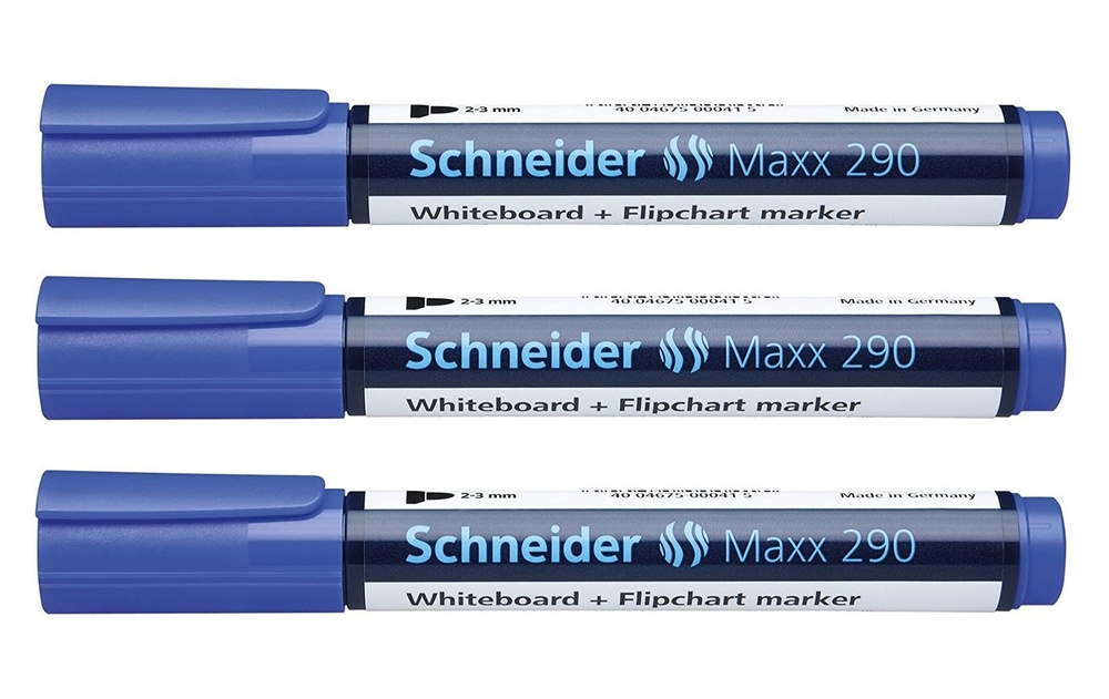 Маркер Schneider "Maxx 290" для белой доски синий, пулевидный, 3мм 3 шт  #1