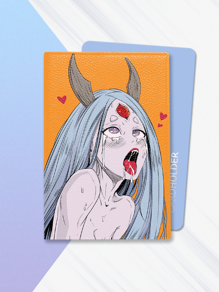 Картхолдер - Визитница для карт из эко кожи - "Аниме Ахегао Кагуя / Ahegao Kaguya"  #1