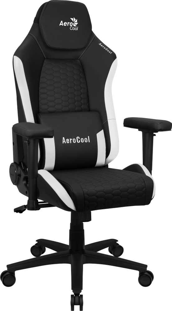 Кресло Aerocool CROWN Leatherette Black White (<150кг, искуственная кожа, 2 подушки, 2D подлокотник) #1