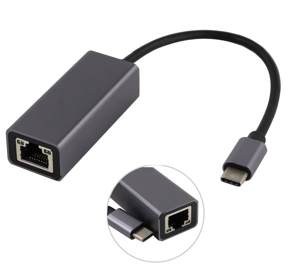 Адаптер LAN USB C - Gigabit Ethernet RJ45, 1 Гб/c чип Realtek RTL8153