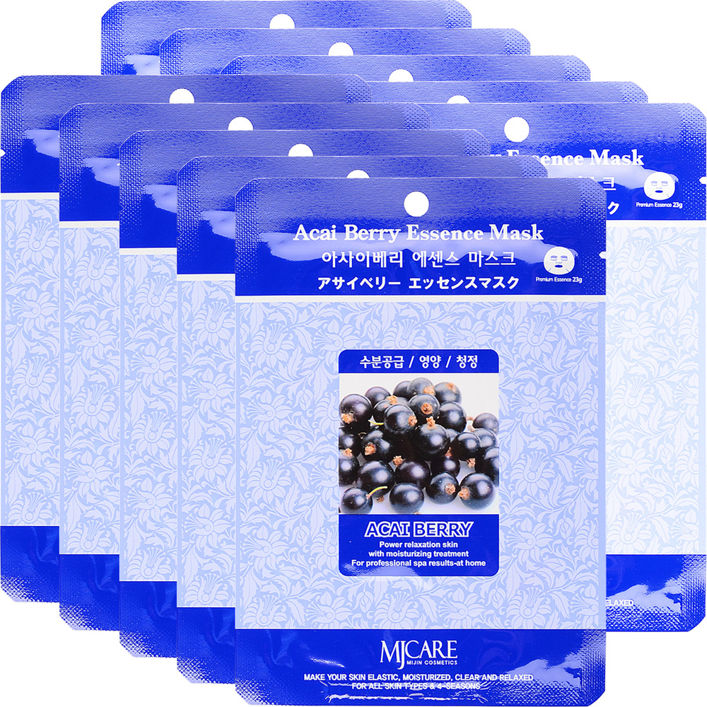 Mijin Набор тканевых масок с ягодами асаи Acai Berry Essence Mask, 10 шт  #1