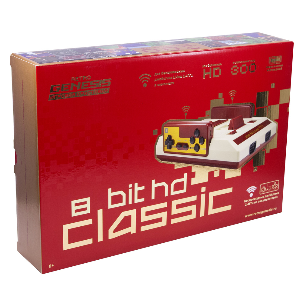 Игровая приставка Retro Genesis 8 Bit HD Classic + 300 игр (HDMI кабель, 2  беспроводных li-ion джойстика) - купить с доставкой по выгодным ценам в  интернет-магазине OZON (230703627)