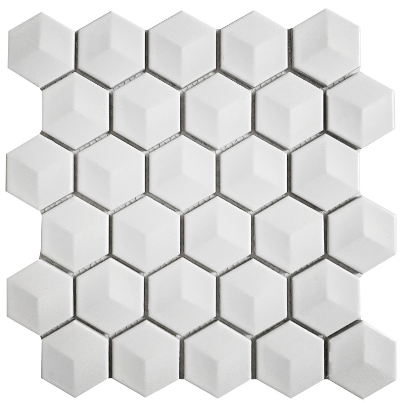 Мозаика 3D Hexagon White Matt #1