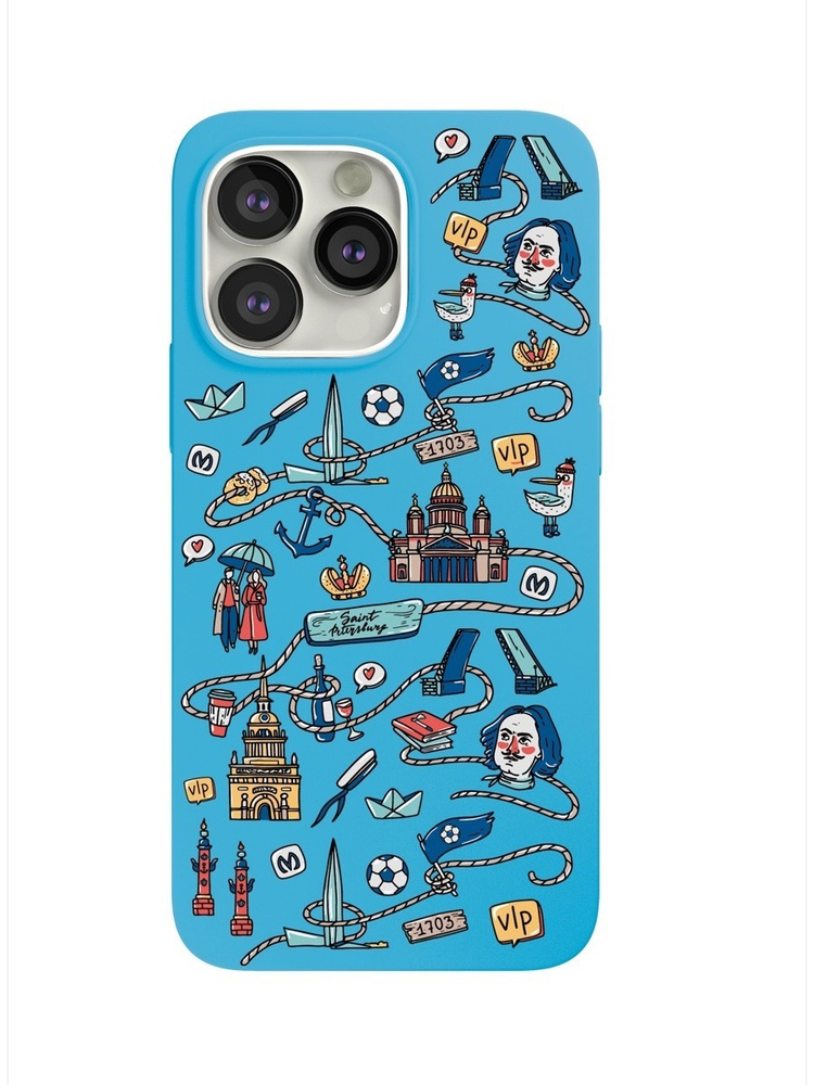 Чехол защитный "vlp" Art Collection для iPhone 13 Pro, Санкт-Петербург, голубой / чехол на iphone 13 #1