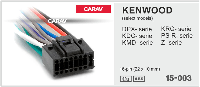 Разъём для автомагнитолы Kenwood DPX-; KDC-; KMD-; KRC-; PS-; Z-series / JVC KD-; KS-series CARAV 15-003 #1