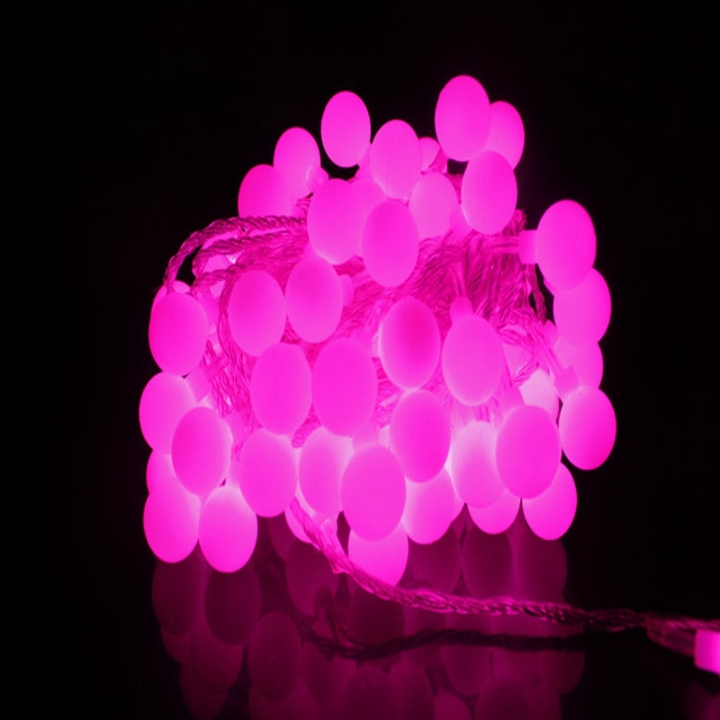 Светодиодная гирлянда с розовыми шариками 10 м,100 светодиодов, (розовый).  #1