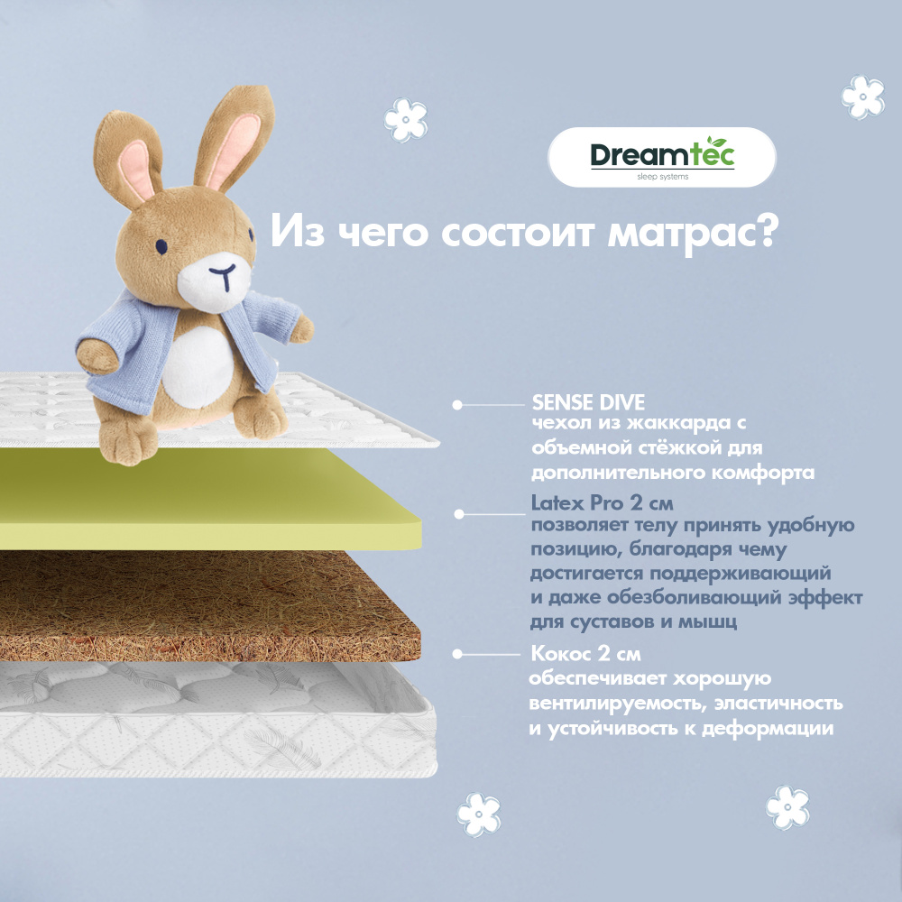 Dreamtec Матрас Correct Comfort, Беспружинный, 60х140 см #1