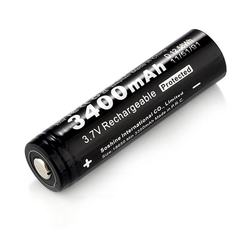 Аккумулятор Li-Ion Soshine 18650 3400 mAh 3.7v ( с защитой ) (1шт ...