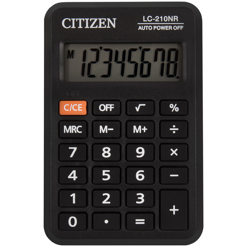 Калькулятор карманный Citizen LC-210NR (8-разрядный) черный (LC-210NR)  #1