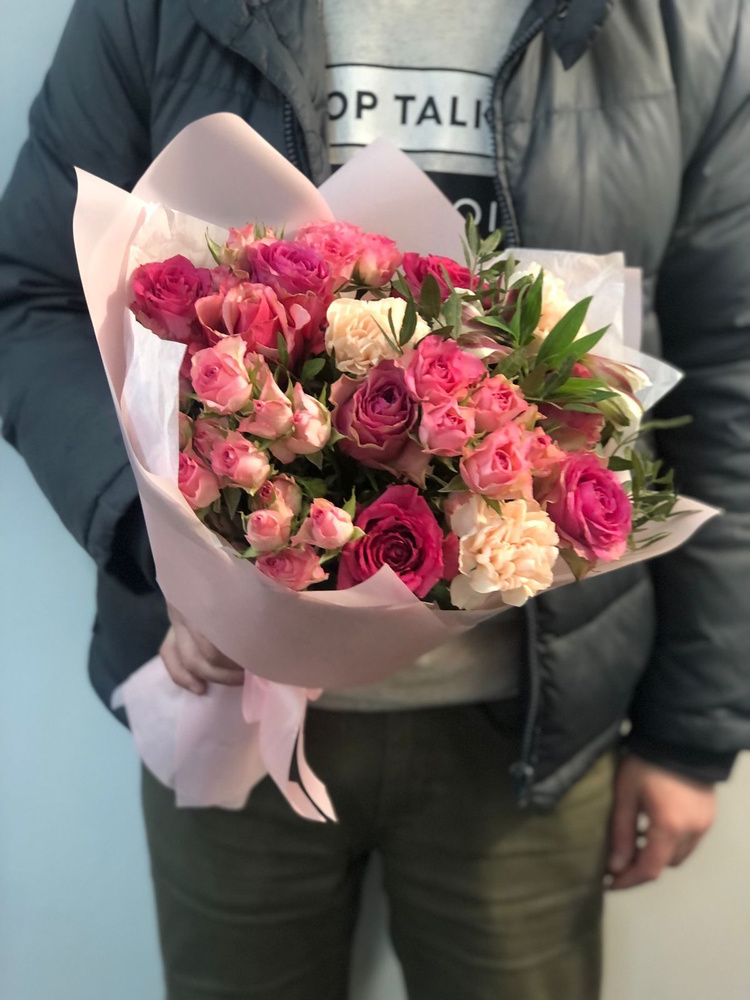 Диантус, Альстромерия, Кустовая роза, Роза Vornikov Bouquets, цвет ...