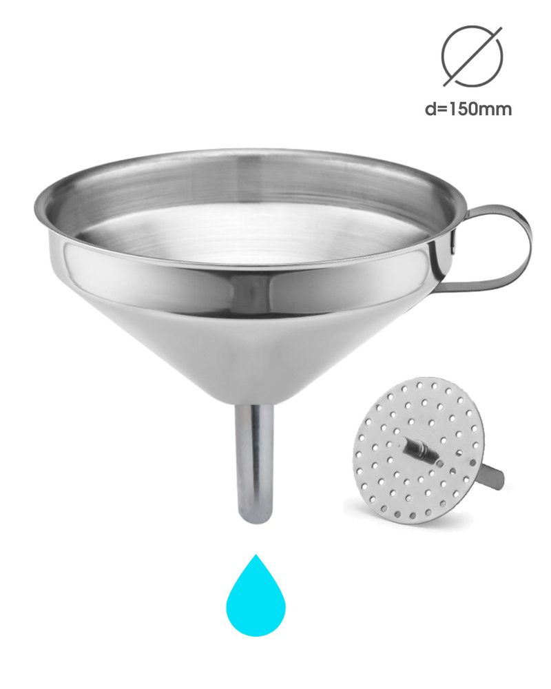 Воронка с фильтром 150мм, нержавеющая сталь / Фильтрующая воронка ...