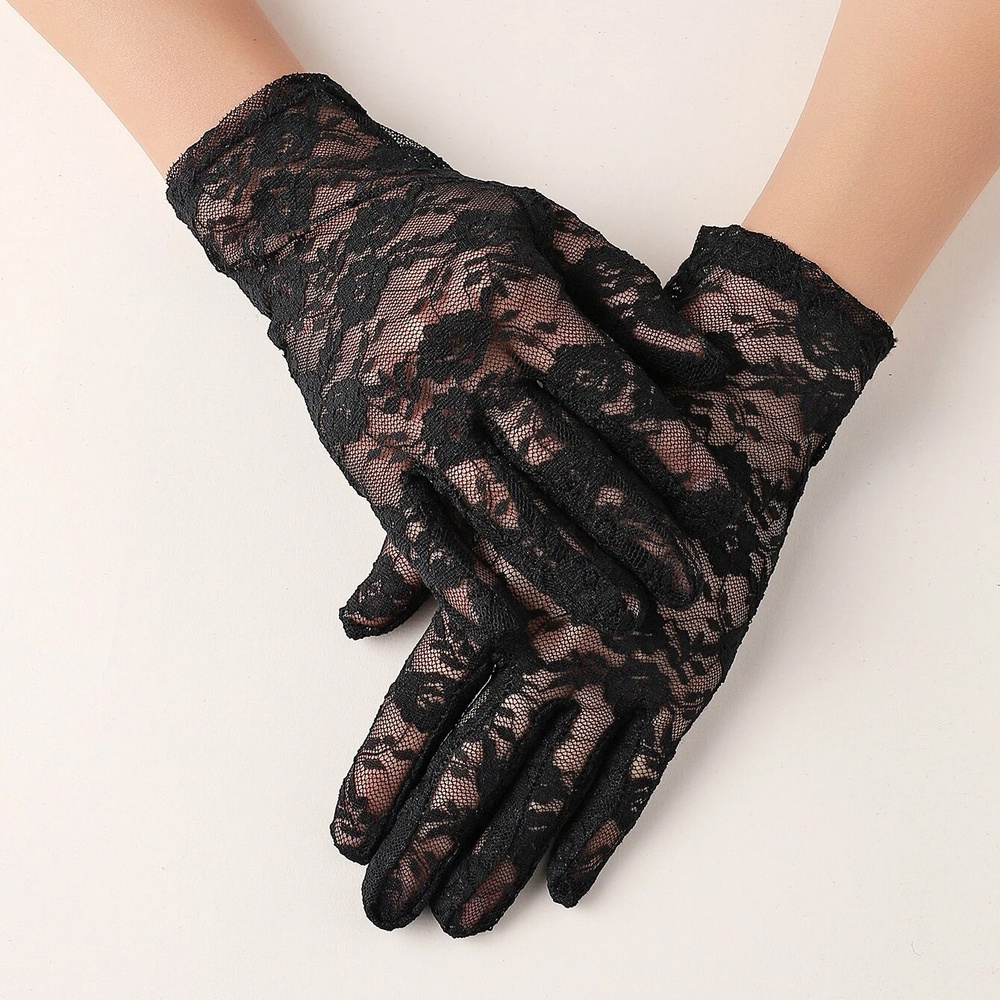 Черные кружевные перчатки #1