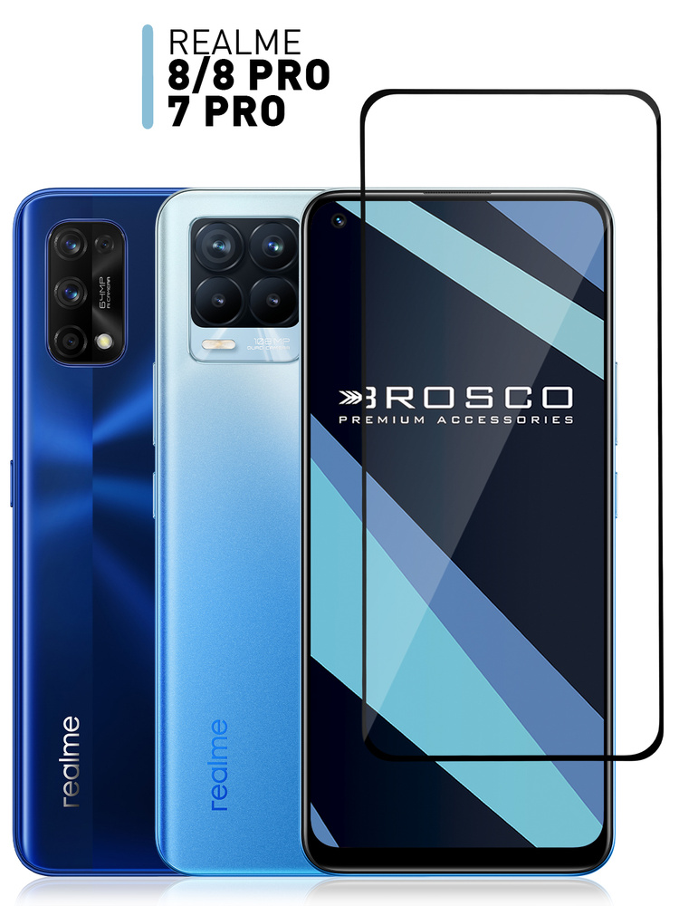 Защитное стекло ROSCO для Realme 7 Pro, Realme 8 и 8 Pro (Реалми 7 Про, 8 и 8 Про) с премиальным олеофобным #1