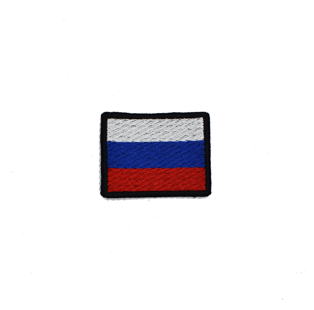 Нашивка шеврон, патч, Маленький Флаг России в черной рамке 43х30 мм  #1