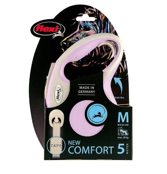 Поводок-рулетка flexi New Comfort лента M 5м для собак весом до 25кг с рукояткой soft-touch  #1