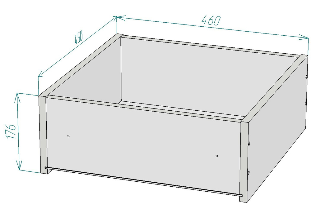 Выдвижной ящик высотой 176 мм, глубиной 450 мм, в корпус шириной 500 мм, под направляющие скрытого монтажа #1