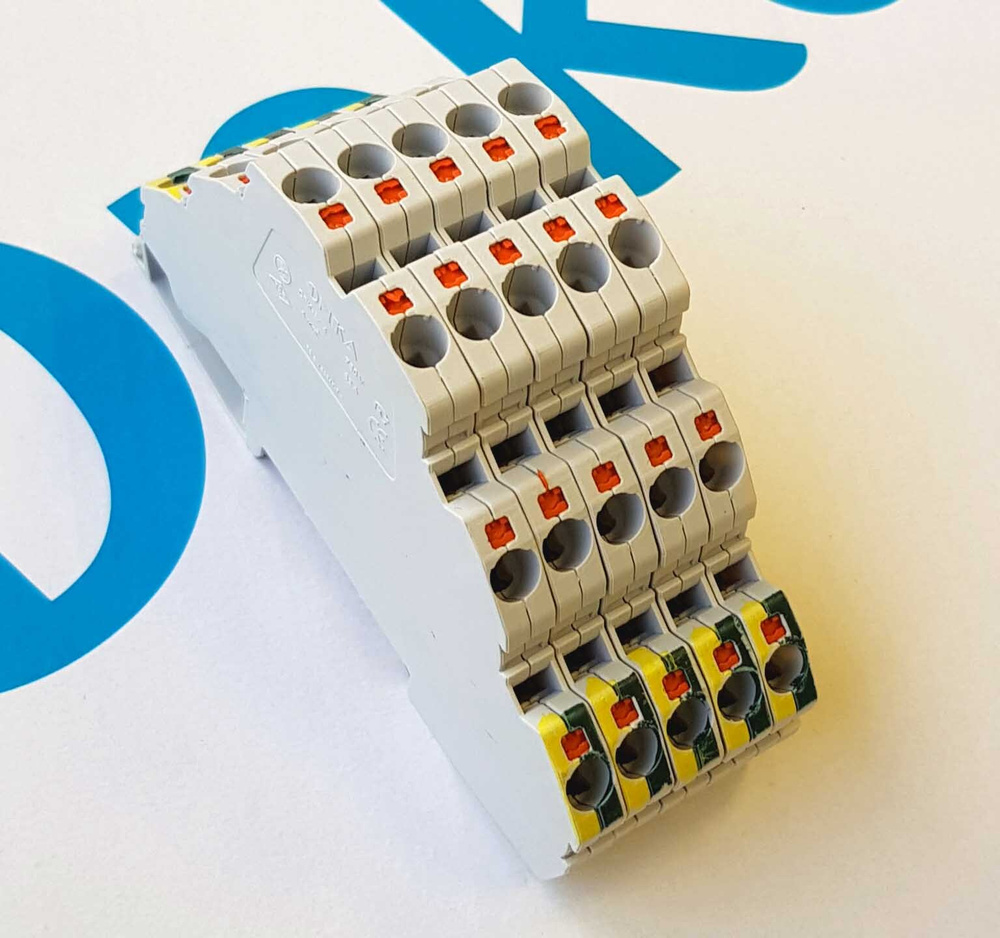 Клемма пружинная на DIN-рейку трехуровневая L+N+PE - купить с доставкой ...