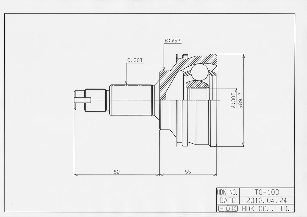 ШРУС наружный - hdk арт. TO103 - купить по выгодной цене в интернет ...