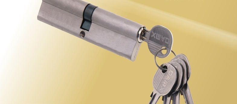 Цилиндровый механизм(личинка для замка)DAMX Простой ключ-ключ N90 мм SN (Матовый никель)  #1