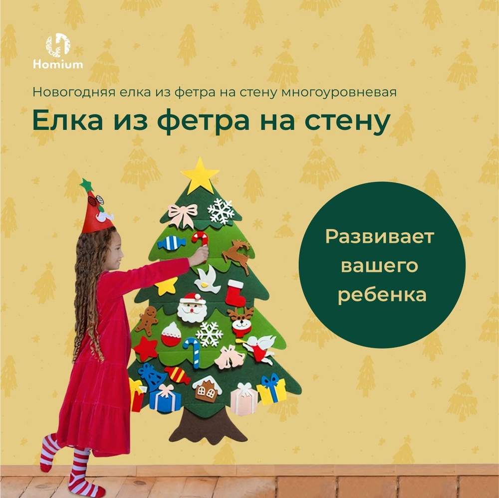 Искуственная Елка искусственная Подвесная Homium Уют и тепло в каждый дом  из фетра на стену_ng03fetr 100 см - купить в интернет-магазине OZON с  доставкой по России (342488374)