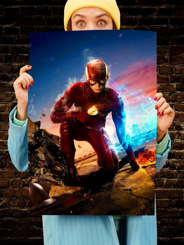 Постер интерьерный Флеш 2, 70х46 см. Матовый яркий. Лига справедливости Супергерои  #1