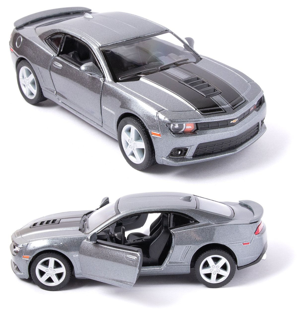 Машинка металлическая Kinsmart 1:38 2014 Chevrolet Camaro (Шевроле Камаро)  с принтом KT5383DF инерционная, двери открываются / Серый - купить с  доставкой по выгодным ценам в интернет-магазине OZON (683465970)