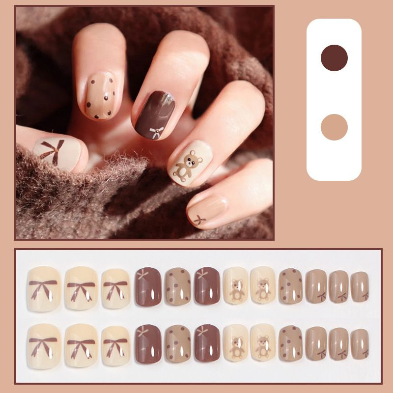 Квадратные накладные ногти "Бантик" с клеем - купить с доставкой по ...