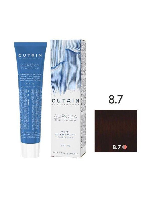 CUTRIN Крем-краситель AURORA DEMI PERMANENT для окрашивания волос 8.7 кофе с молоком, 60 мл  #1