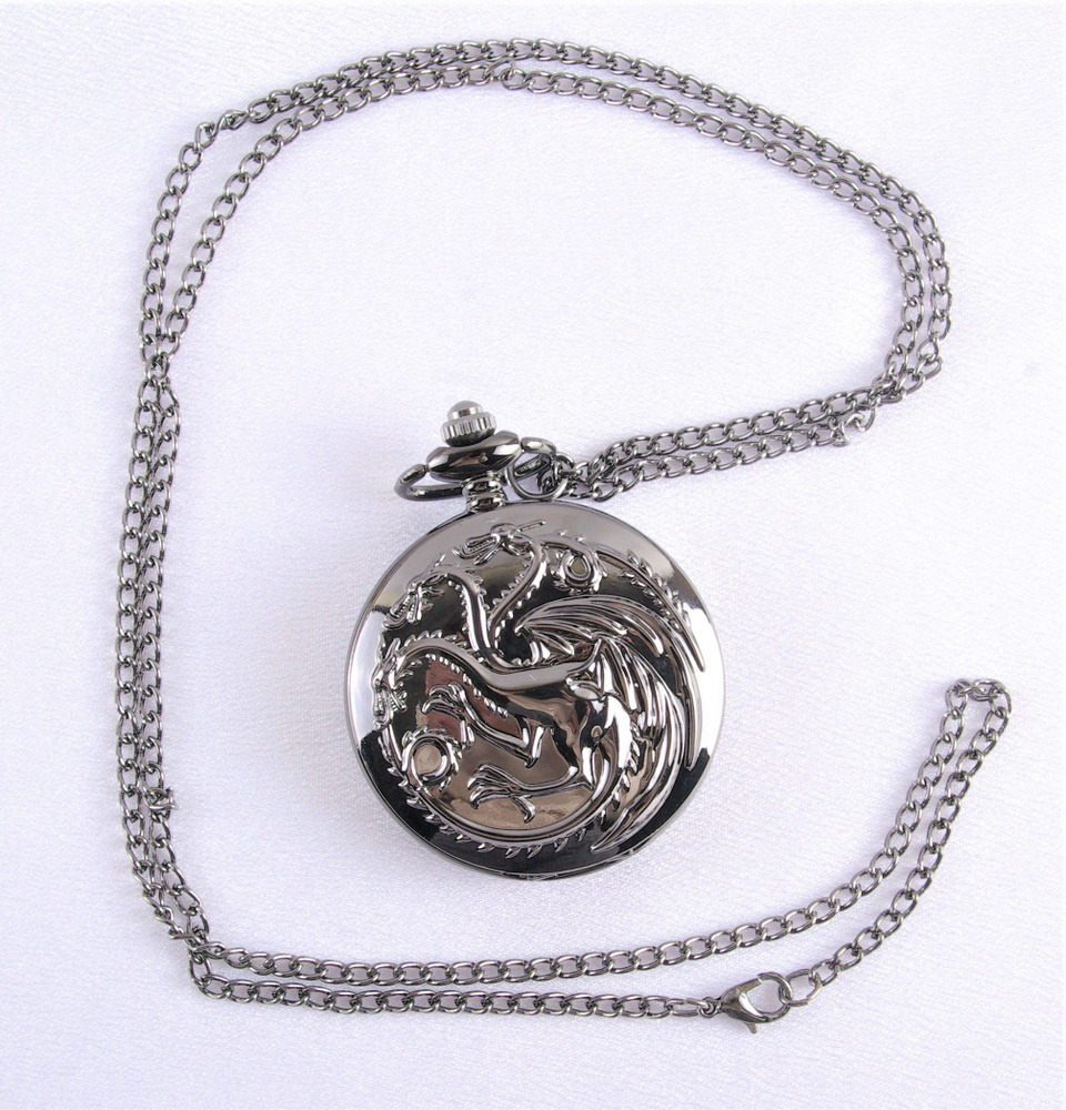 Карманные часы на цепочке "Сказочный дракон". Металл, стекло, кварцевый ...