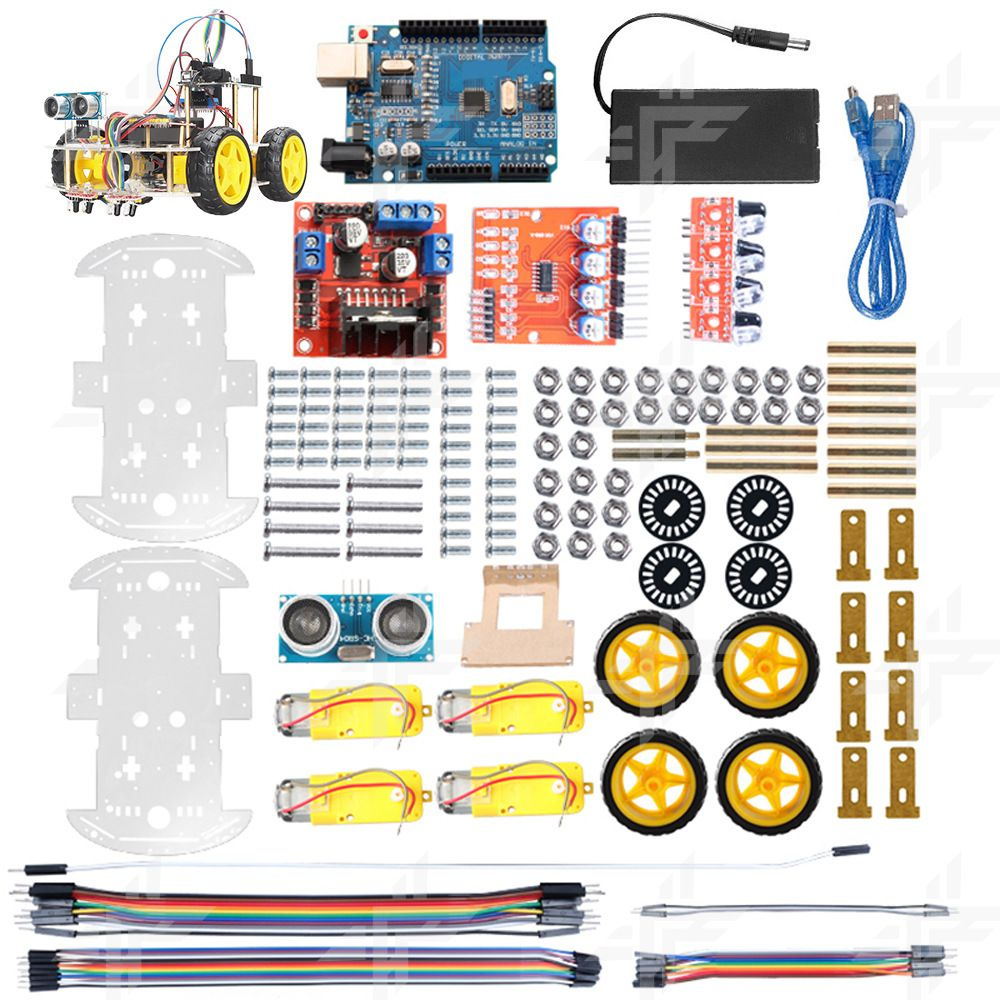 Набор для дистанционного управления умным автомобилем Arduino uno,  ультразвуковое слежение и обход препятствий - купить с доставкой по  выгодным ценам в интернет-магазине OZON (1404666173)