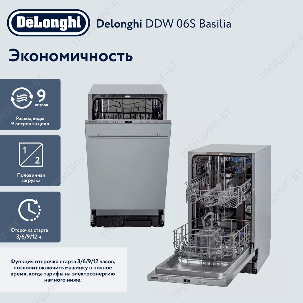 Встраиваемая посудомоечная машина DeLonghi DDWS06S Basilia, серый купить по  выгодной цене в интернет-магазине OZON (242826084)