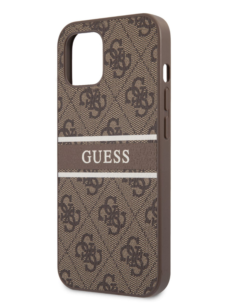 Чехол Guess PU leather на iPhone 14 / для Айфон 14, с защитой камеры, со вставкой из экокожи, с принтом #1