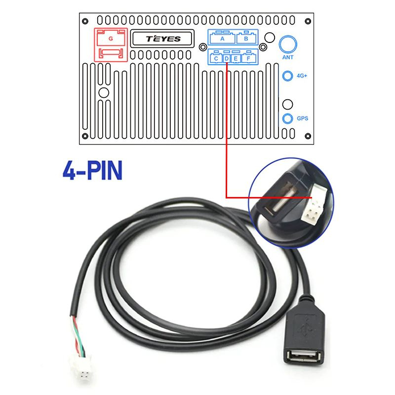 USB провод 4 PIN для магнитол Android / ЮСБ магнитол Android Teyes Wide MediaU  #1