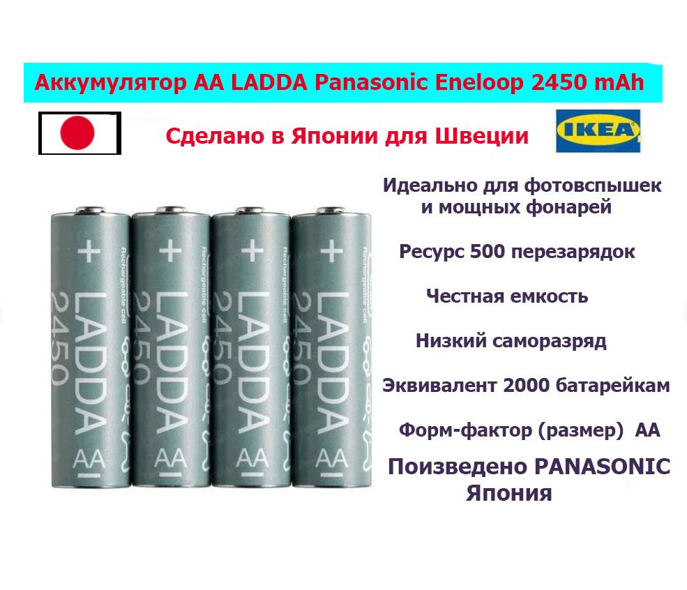 IKEA Аккумуляторная батарейка AA, 1,2 В, 2450 мАч - купить с доставкой по  выгодным ценам в интернет-магазине OZON (700880145)