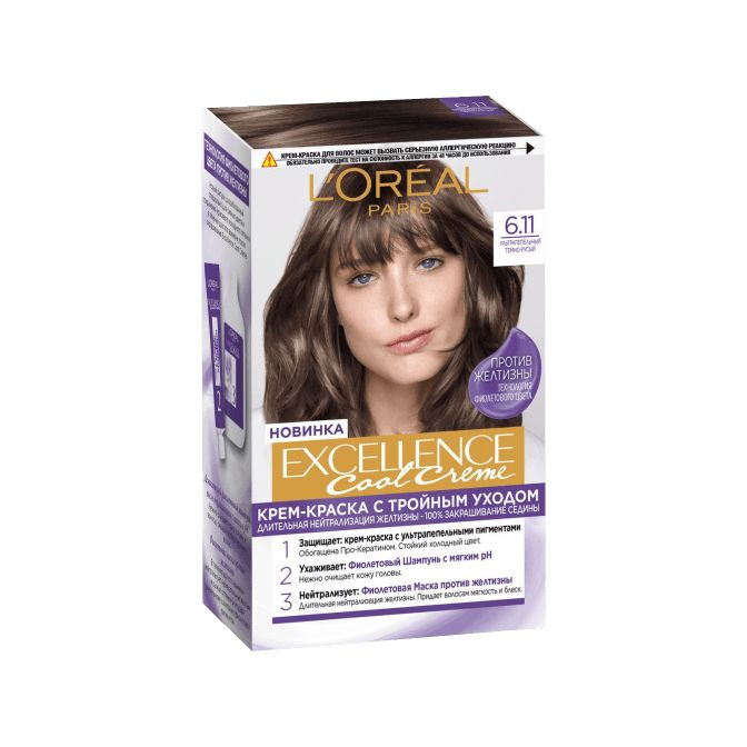 Краска для волос Loreal Paris Excellence Cool Creme оттенок 6.11 ...