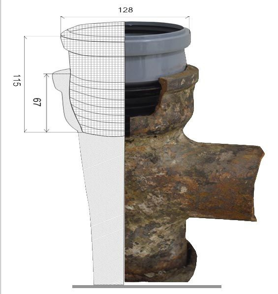 Муфта вставная (восстановитель раструба) для пластиковых и чугунных труб d110мм  #1