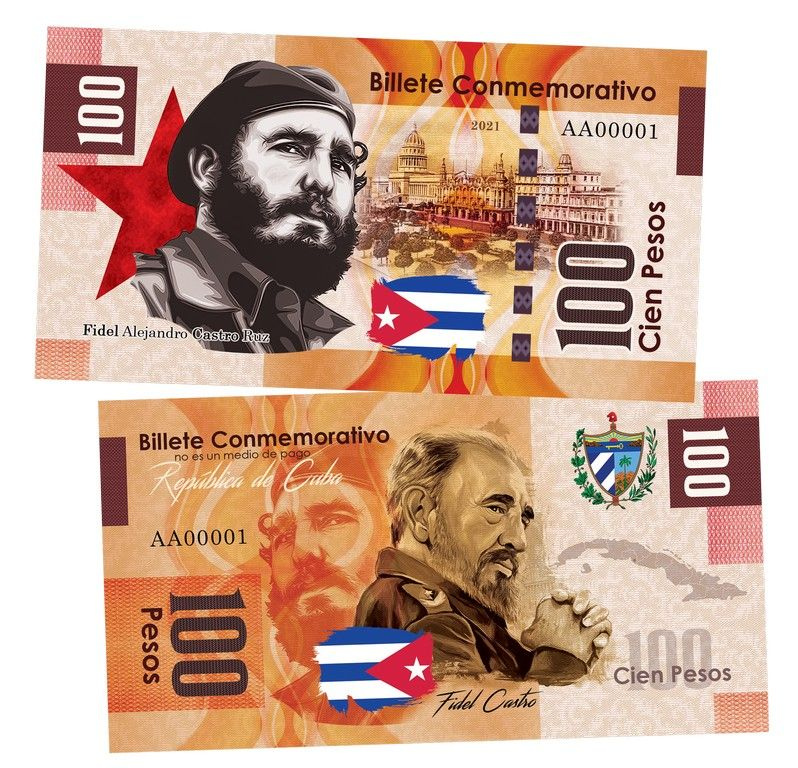 100 песо (Pesos) Куба. Фидель Кастро(Fidel Castro). Памятная банкнота. UNC  #1