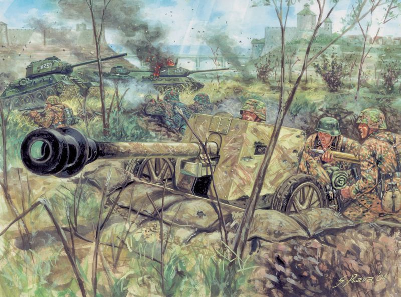 6096 Противотанковая пушка Pak 40 с расчетом 1/72 #1