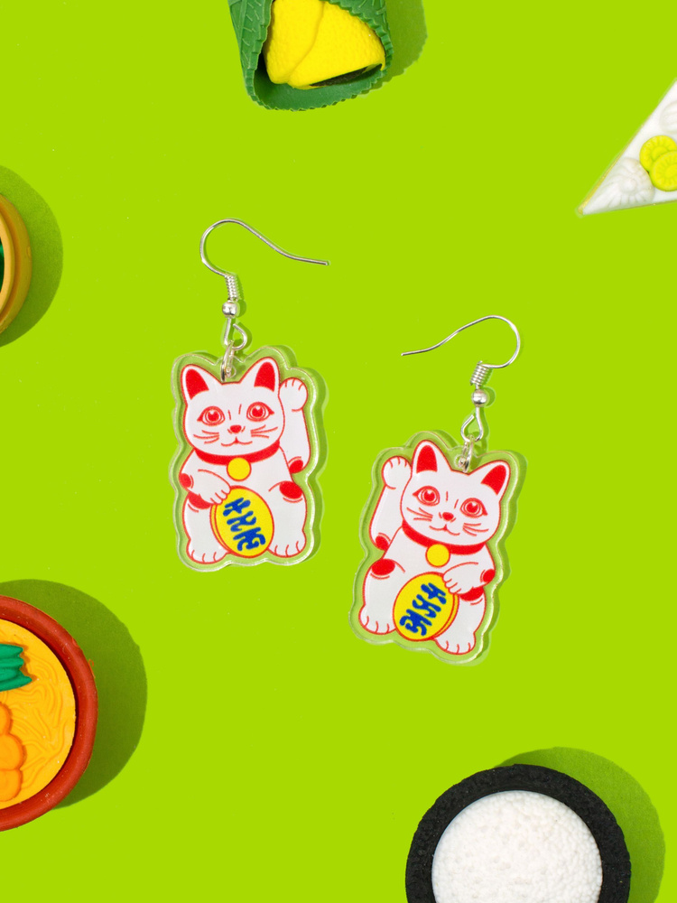 Серьги serejka / Сережки Манэки-нэко - купить с доставкой по выгодным ...