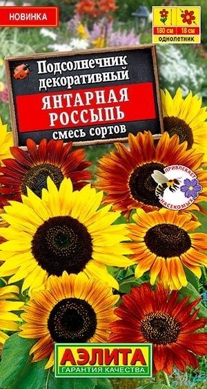 ПОДСОЛНЕЧНИК ЯНТАРНАЯ РОССЫПЬ декоративный. Семена.,Вес 0,5 гр. Растения неприхотливые выносливые высотой #1