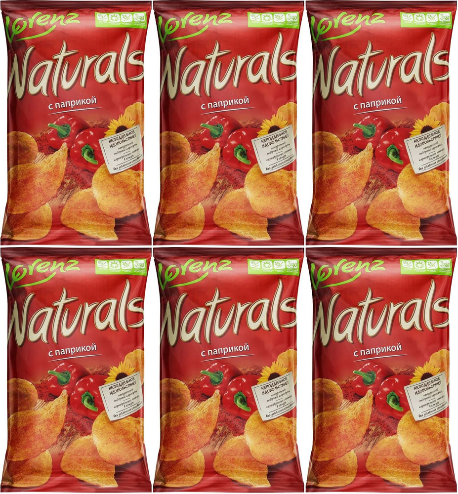 Чипсы картофельные Lorenz Naturals с паприкой, комплект: 6 упаковок по 100 г  #1